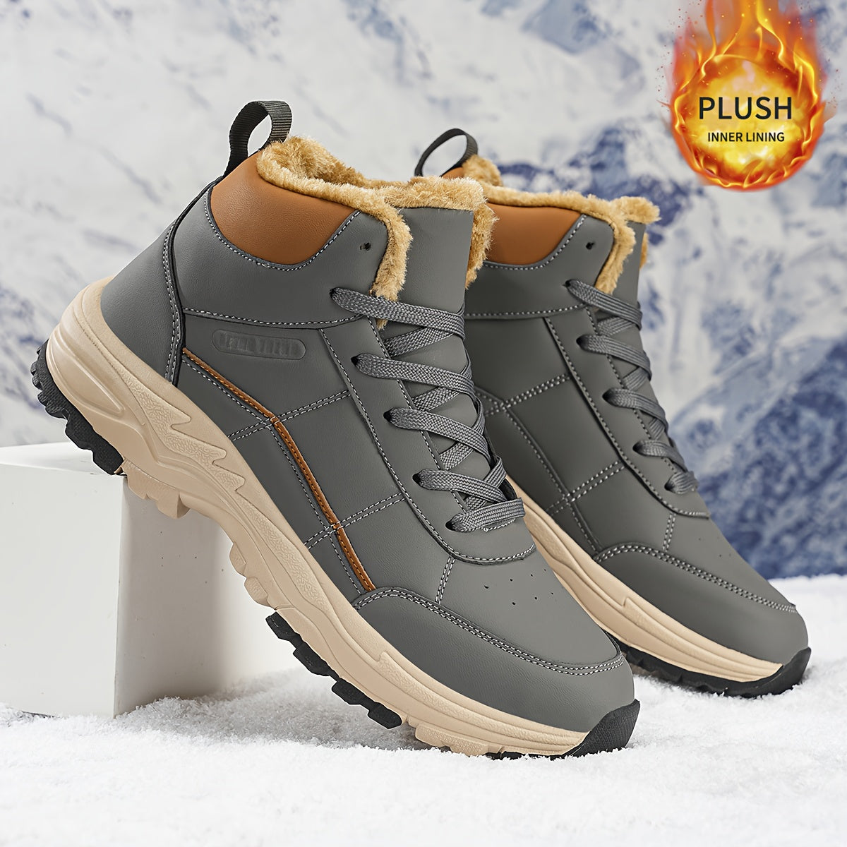 's/Unisex Heavy-Duty Winter/Outdoor/All-Terrain Large Size (Wide Width Available) High-Top All-Terrain Traction Tires, & /TPR Sole, Lace-Up Hiking Boots for Ice, Snow, Mud, Grass - Warm, Casual/Daily Wear (No