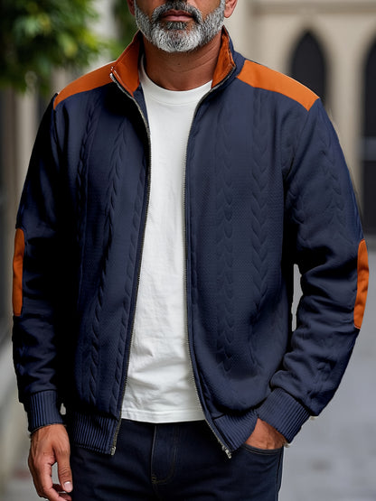 Men'S Light Blue Quilted Zip-Up Jacket - Casual Fall/Winter Outerwear with Stand Collar, Long Sleeves, and Front Pockets, Perfect for Casual Attire, Autumn Winter Apparel | Quilted Texture Jacket | Zippered Jacket