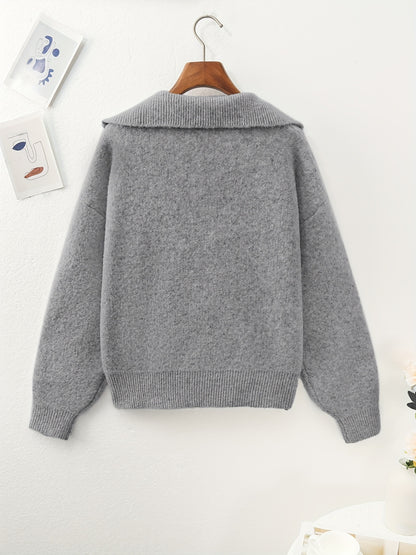 Vintage V-Neck Pullover Sweater for Women - Soft Fall Knit