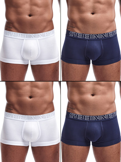 Men's Cotton Boxer Briefs 4-Pack - Breathable, Moisture-Wicking Fit