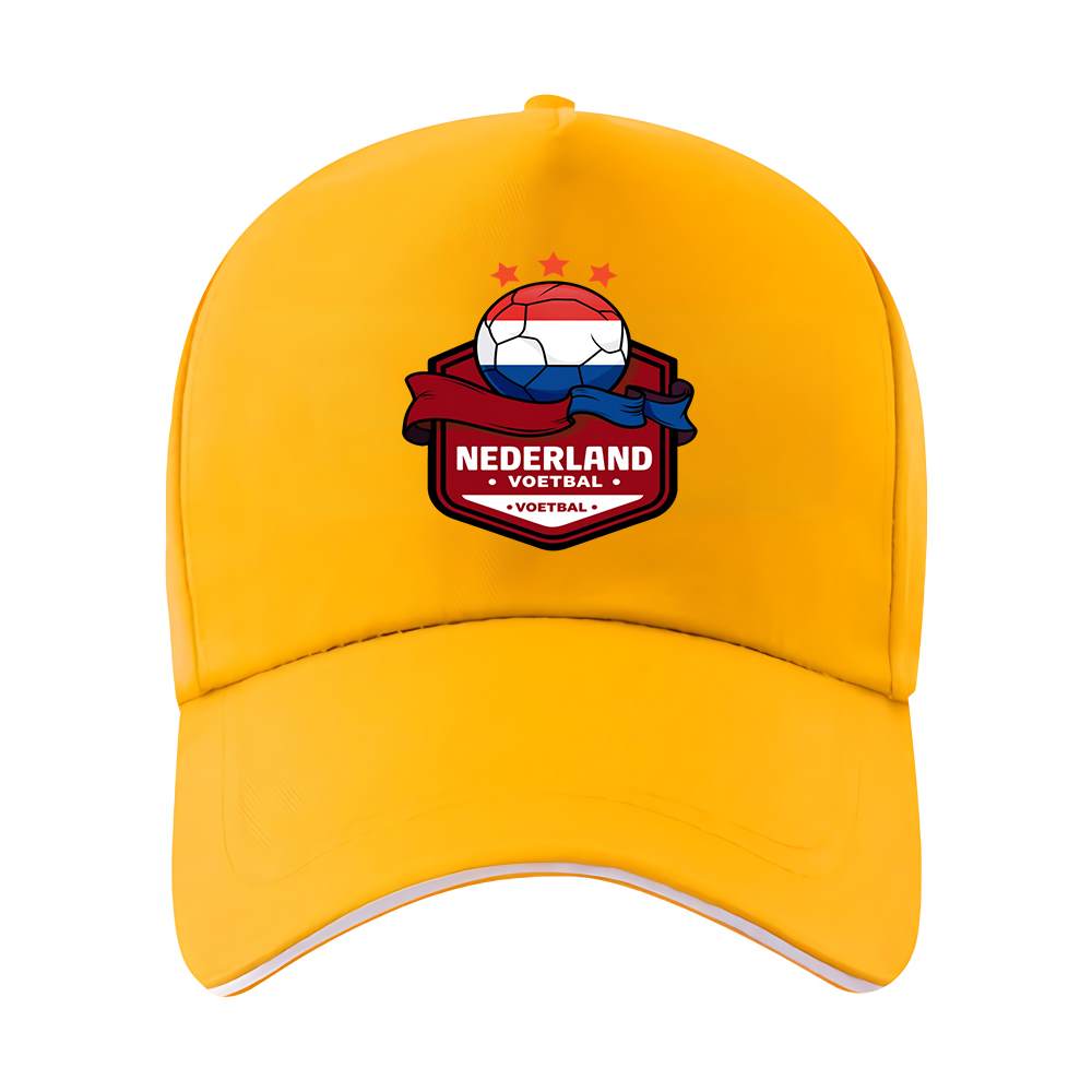 Dutch Football Crest Adjustable Baseball Cap with Netherlands Flag