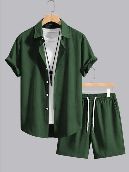Men's Summer Casual Shirt & Shorts Set - Lightweight, Breathable