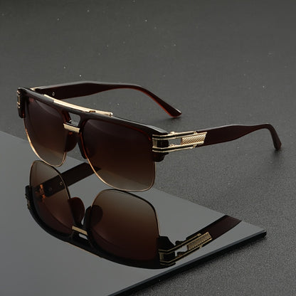 Unisex Oversized UV400 Retro Sunglasses with Golden Hinge
