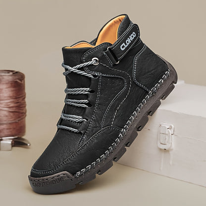 Men's Casual Lace-Up Ankle Boots with Rubber Sole