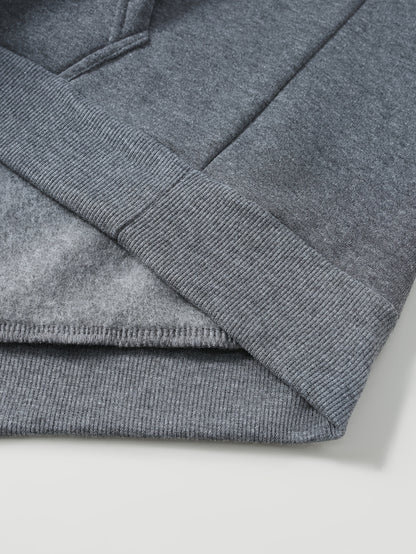 Men'S Minimalist Red & Christmas Tree Print Hooded Sweatshirt - Long Sleeve Casual Pullover with Piping, Regular Fit Winter Warmth for Holiday Parties, Outdoor Activities & Casual Attire, Christmas Sweatshirt, Seasonal Fashio