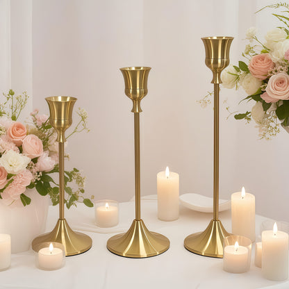 3pcs of Gorgeous Single-Head Metal Candlesticks, Detachable, Suitable for Dating Candlelight Dinner Props, Restaurant Hotels, Home Daily Table Decoration, Birthday Parties, Wedding Event Table Decoration, Christmas Valentine'