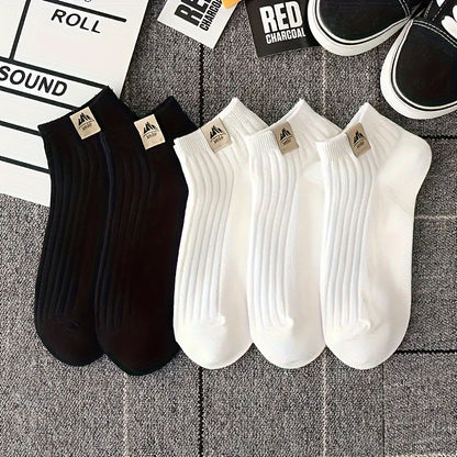 5/10 Pairs of Men'S Fashionable Crew Socks - Anti-Odor, Comfortable, Breathable, Suitable for All Seasons