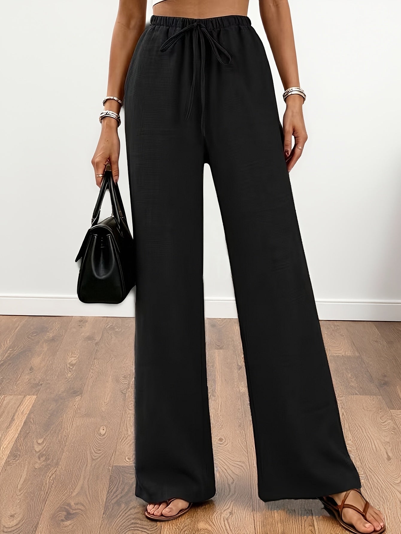 Women’s Summer Wide-Leg Casual Pants with Elastic Waist