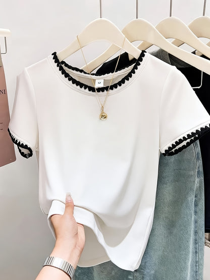Women's Summer Cotton Crew Neck Short Sleeve T-Shirt