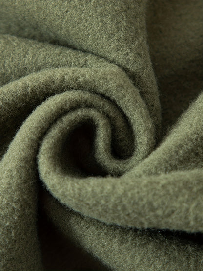 Boys' Cozy Fleece-Lined Hoodie & Sweatpants Set - Olive Green Casual Winter Outfit with Pockets, Thick Warmth for Fall & Winter, Regular Fit, Casual Attire, for Outdoor