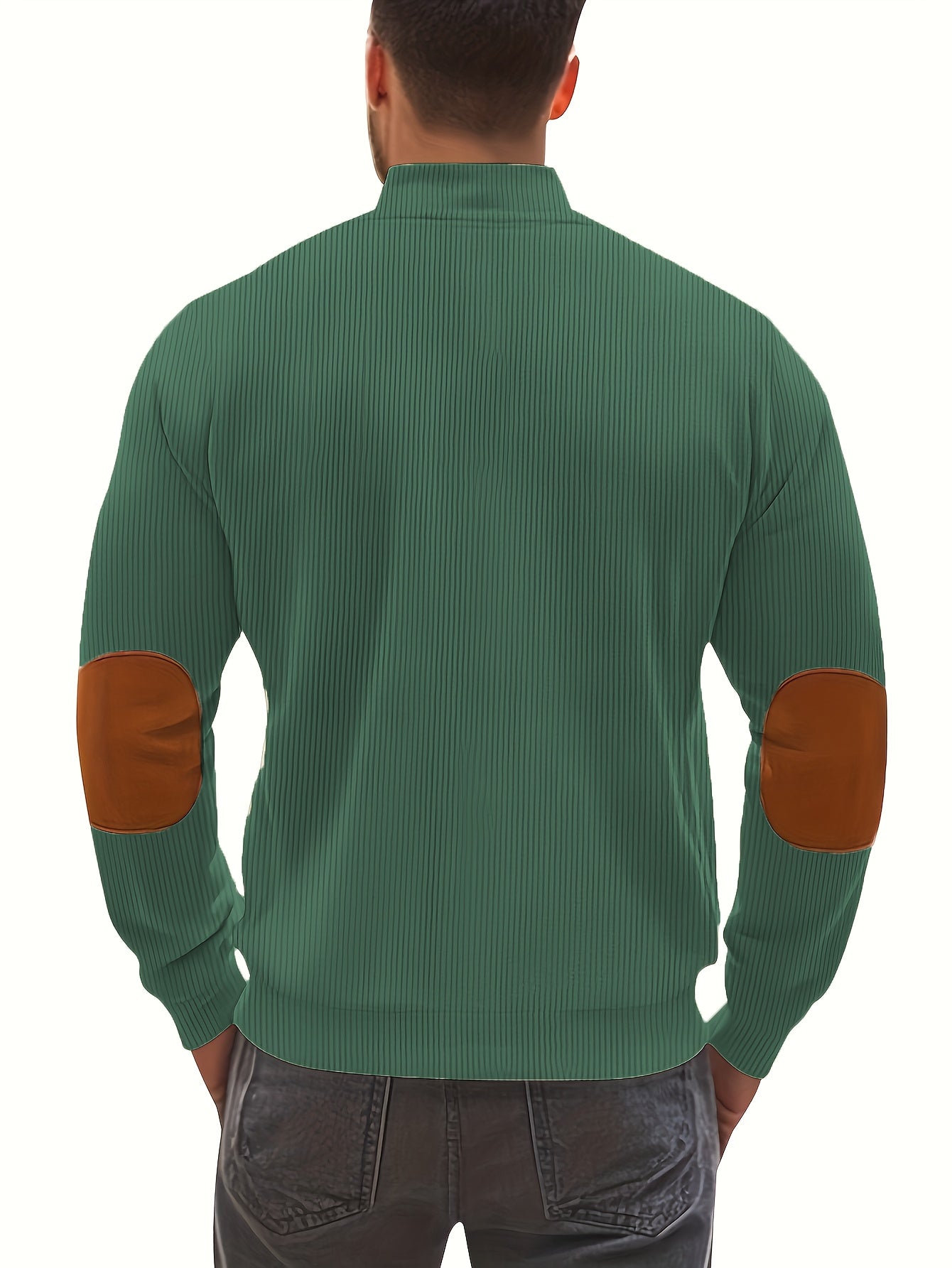 Men'S Long Sleeve Patchwork Fashion Warm Jacket, Corduroy Long Sleeve Warm Coat with Zipper Stand Collar Long Sleeve Casual Comfortable Autumn and Winter Style