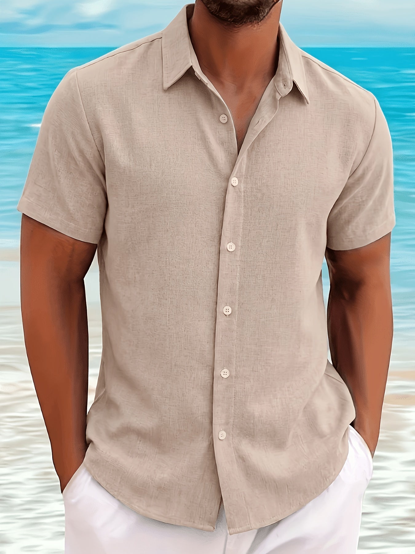 Men's Summer Casual Button-Up Short-Sleeve Cardigan Shirt