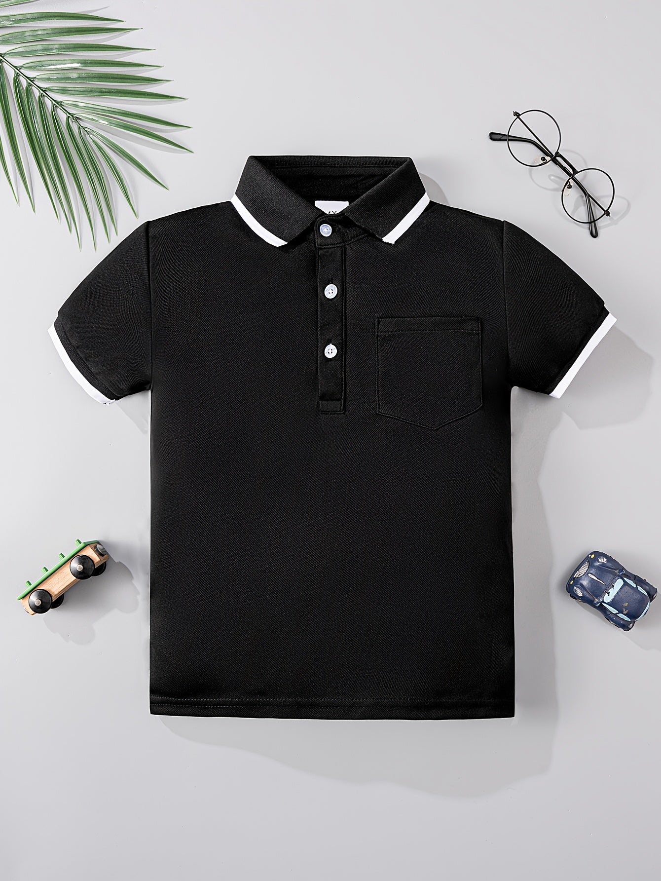 Kids' Classic Black & White Casual Polyester Shirts