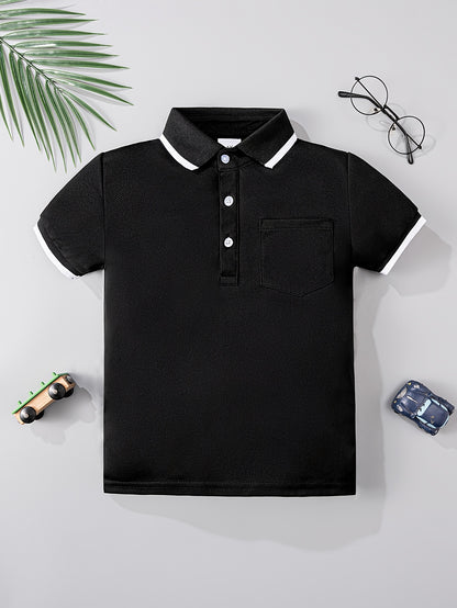 Kids' Classic Black & White Casual Polyester Shirts