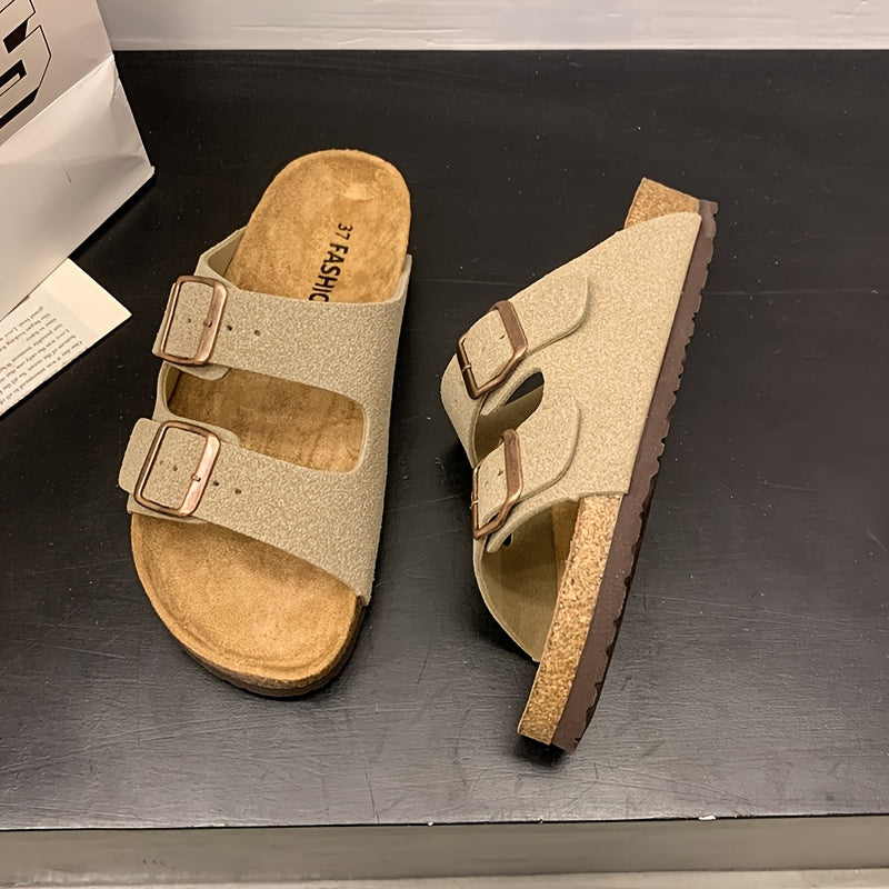 Men's Retro Adjustable Buckle Slippers with Mid-Thick Sole