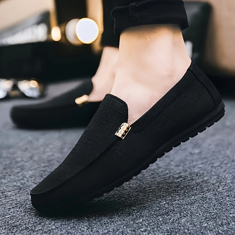 1 Pair Men'S Preppy Casual Slip-On Loafers - Faux Round Toe Shoes with EVA Insole, Breathable Fabric Lining, Wear-Resistant Sole for Outdoor, Hiking & Daily Use - Versatile for Spring/Summer & Fall/Winter