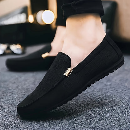 1 Pair Men'S Preppy Casual Slip-On Loafers - Faux Round Toe Shoes with EVA Insole, Breathable Fabric Lining, Wear-Resistant Sole for Outdoor, Hiking & Daily Use - Versatile for Spring/Summer & Fall/Winter