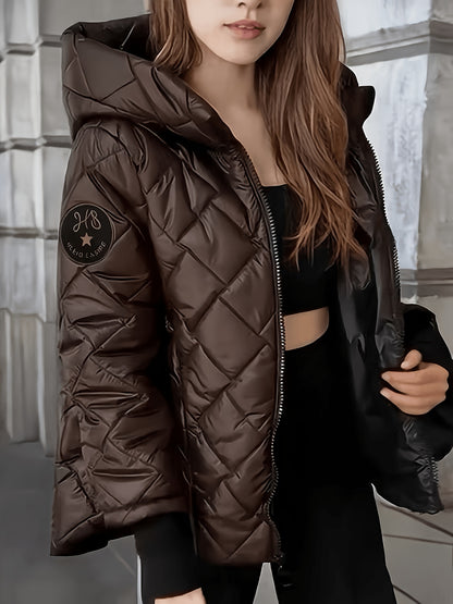 Women's Loose Hooded Jacket, Soft Warm Casual Outerwear