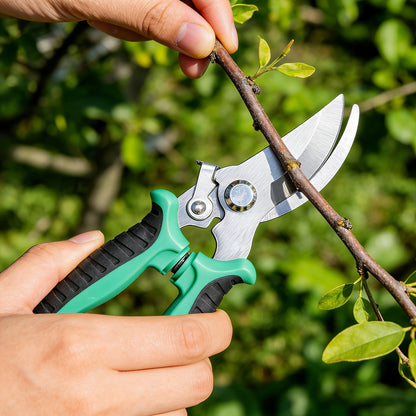 Gardening Scissors | Comfortable Grip, Spring-Assisted, Sharp and Non-Slip, Ideal for Pruning Branches and Flowers, Modern Stainless Steel Blades