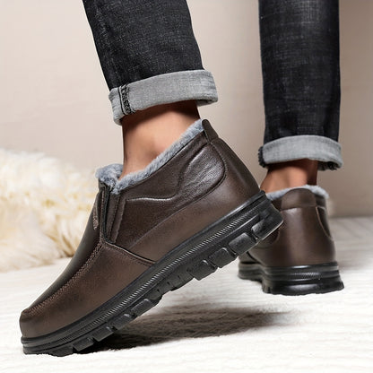 Տղամարդկանց ձմեռային ձմեռային կոշիկներ՝ բրդյա և կամարի հենարանով - Բոլոր եղանակների համար նախատեսված ցուրտ եղանակի լեռնագնացության կոշիկներ, սահքակայուն ռետինե ներբան, կլոր քթով դիզայն՝ առօրյա և բացօթյա հագուստի համար, լեռնագնացության կոշիկներ