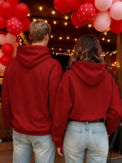 1pc Couple Matching Snowman Christmas Tree Print Oversized Hooded Sweatshirt, New Arrival Valentine'S Day Outfit, Casual Elegant Stretchy Fiber Fabric, Fleece Lined Soft Warm Long Sleeve Top For Sports, Travel & All-season We