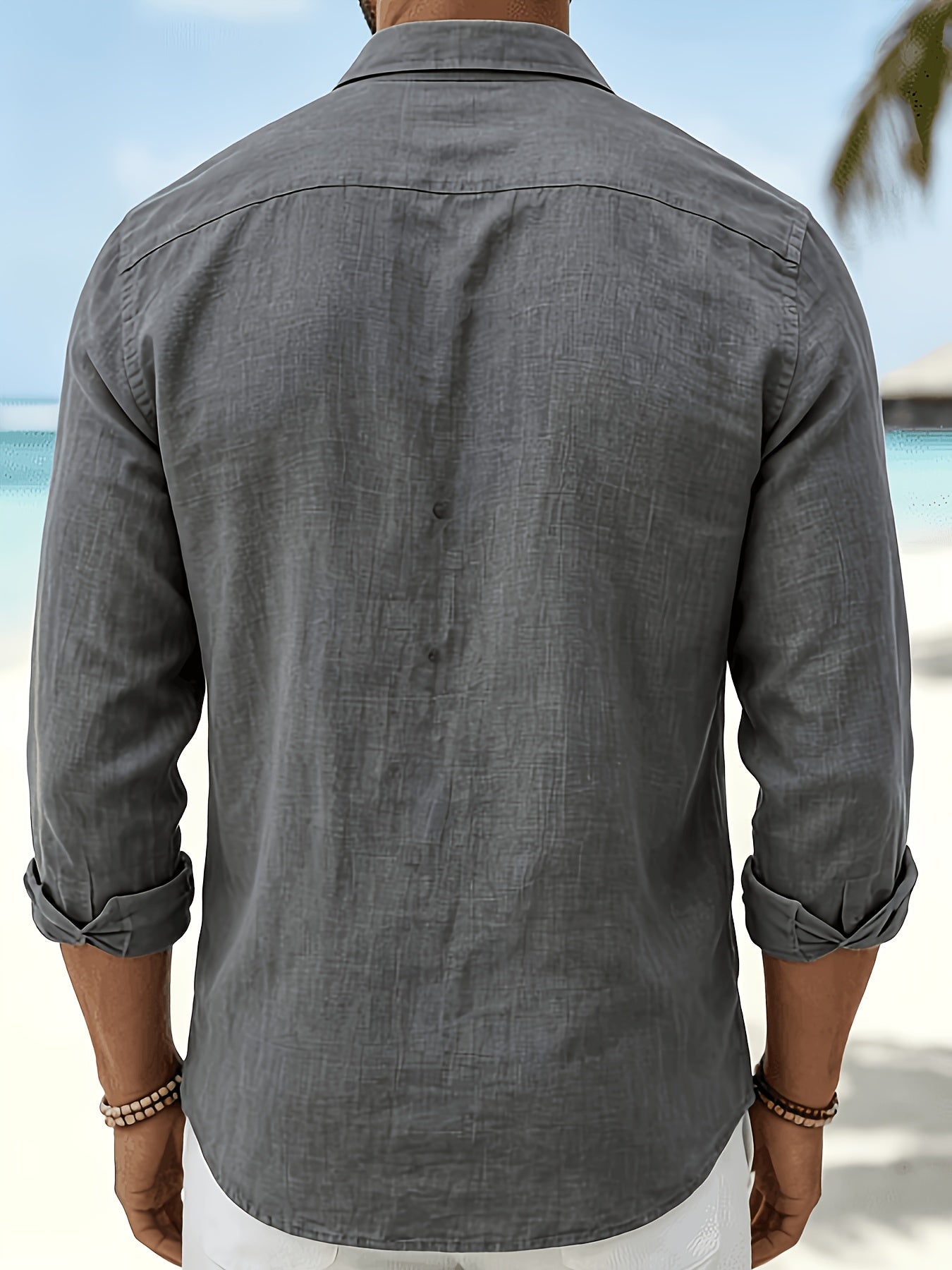 Men's Casual European Style Cotton Linen Button-Up Shirt