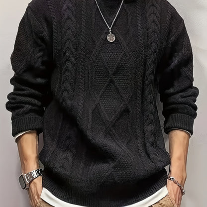 Men'S Knitted Acrylic Pullover Sweater with a Round Neck And Long Sleeves, Made from Knitted Fabric, Featuring a Casual Regular Fit Suitable for Weekends - Fall/Winter Collection