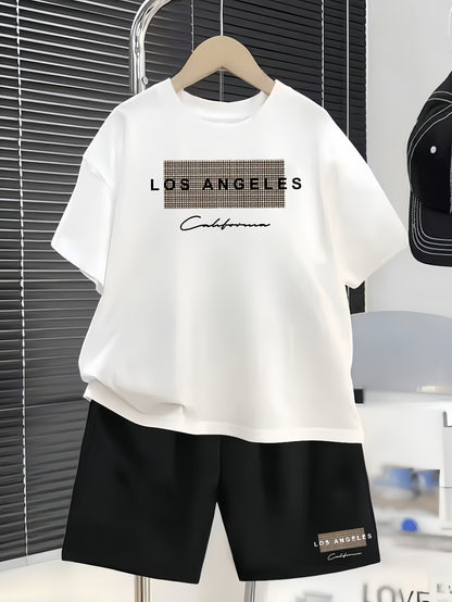 Kids Casual Short Sleeve T-Shirt and Shorts Set for Spring