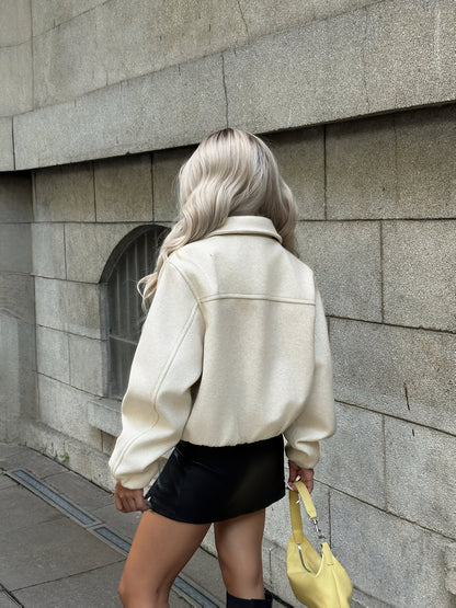 OUTTA BOX Աշուն/Ձմեռ առօրյա նորաձև էլեգանտ թվիդե թռիչքային բաճկոն կանացի երկար թևքերով վերարկու