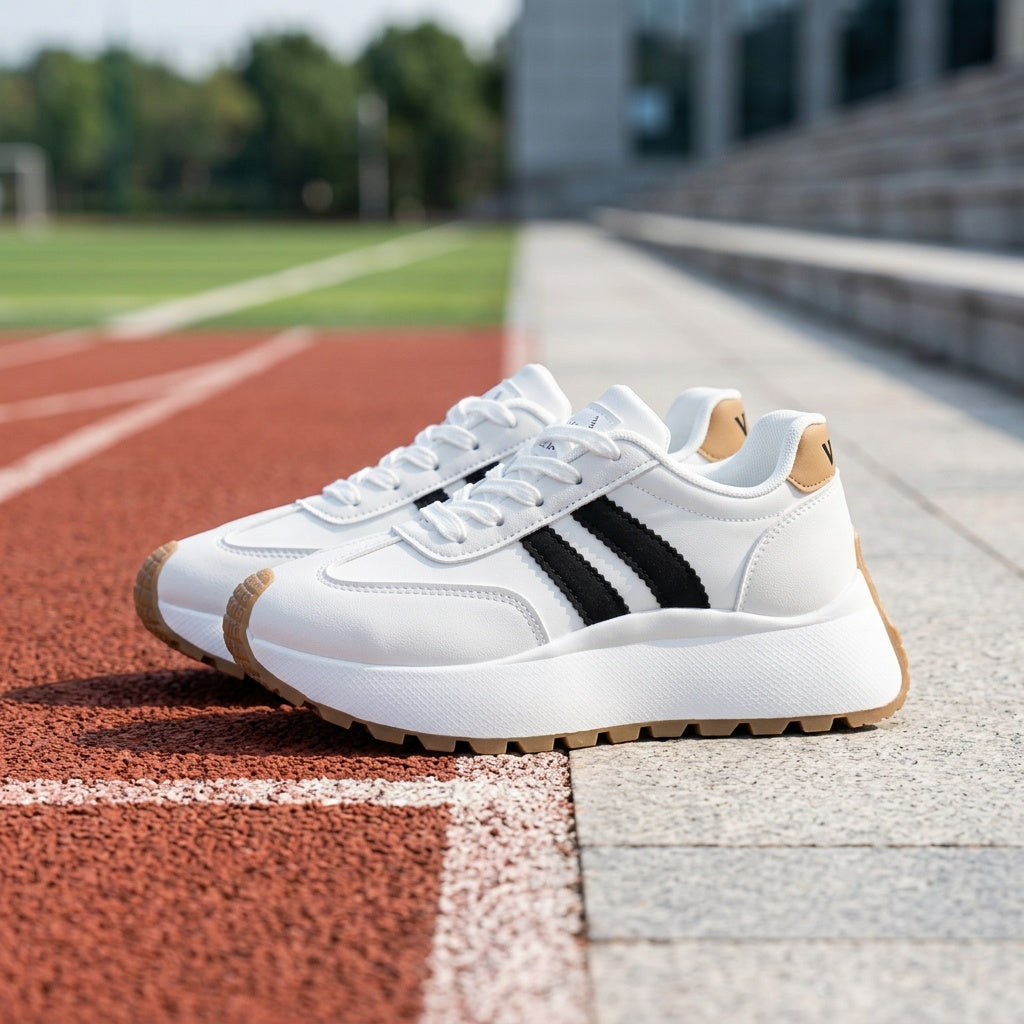 Women's Casual Low-Top Platform Sneakers with PVC Sole