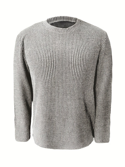 Men'S Casual Long Sleeve Crew Neck Knit Polyester Tops for Spring/Fall, Outdoor, Daily Wear, Weekend, Festival, Valentine'S Day, Independence Day, Birthday, Father'S Day, New Year's, Vacation