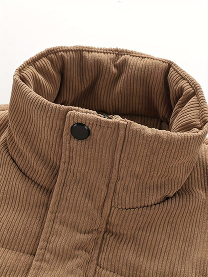 Men'S Heavyweight Winter Jacket - Thermal Insulated Cold Weather Coat with Full-Zip Closure, Front Zipper Pocket - Brown Outer Shell for Everyday & Formal Use - Non-Stretch Fabric Construction - Fall/Winter Outerwear, Winter