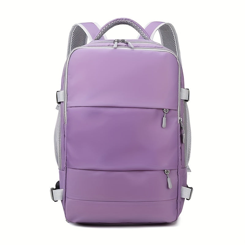 Multi-Functional Travel Backpack for Women, Casual Style, Large Capacity, Lightweight, USB Charging, Adjustable Straps, Shoe Compartment, Zipper Closure, Polyester Lining, Sewing Thread Detail, Wet Wipe Clean, for Business Tr