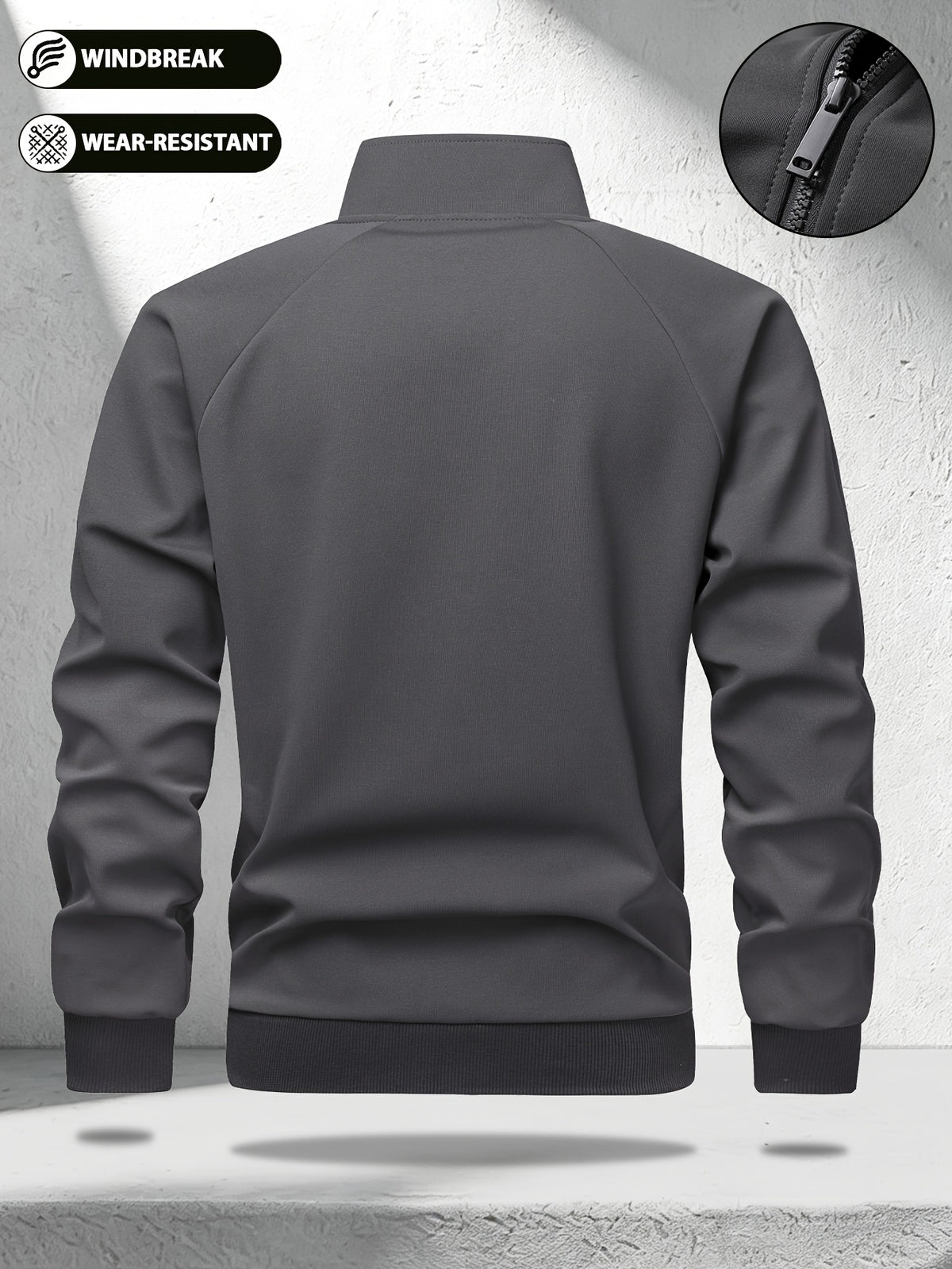 Men's Color-Block Zip-Up Casual Sports Jacket with Pockets