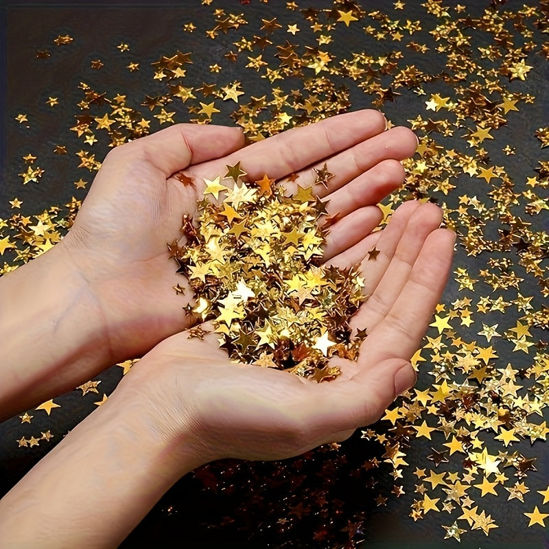 1200/2800pcs Sparkling Star-Shaped Confetti - Golden & Rose Golden Plastic Party Decorations for Halloween, Christmas, Weddings, Birthdays, Graduations, and Holiday Celebrations, Festive Table Decorations, Celebration Accesso