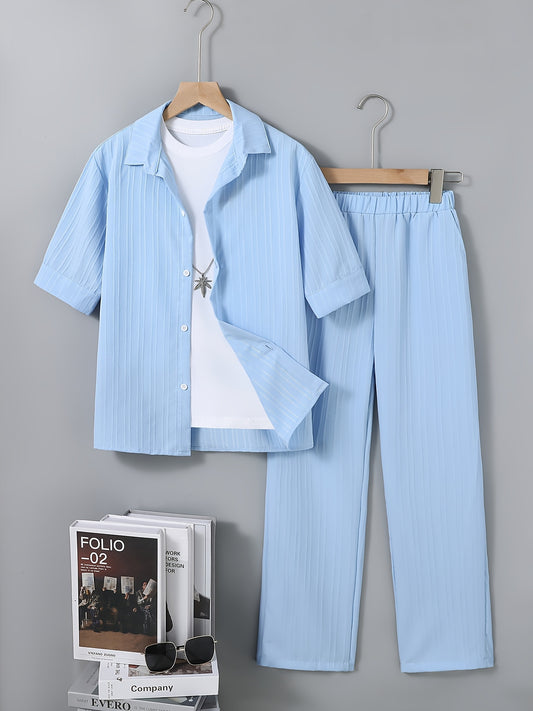 Boys' Preppy Long Pants Set for Spring Summer Fall