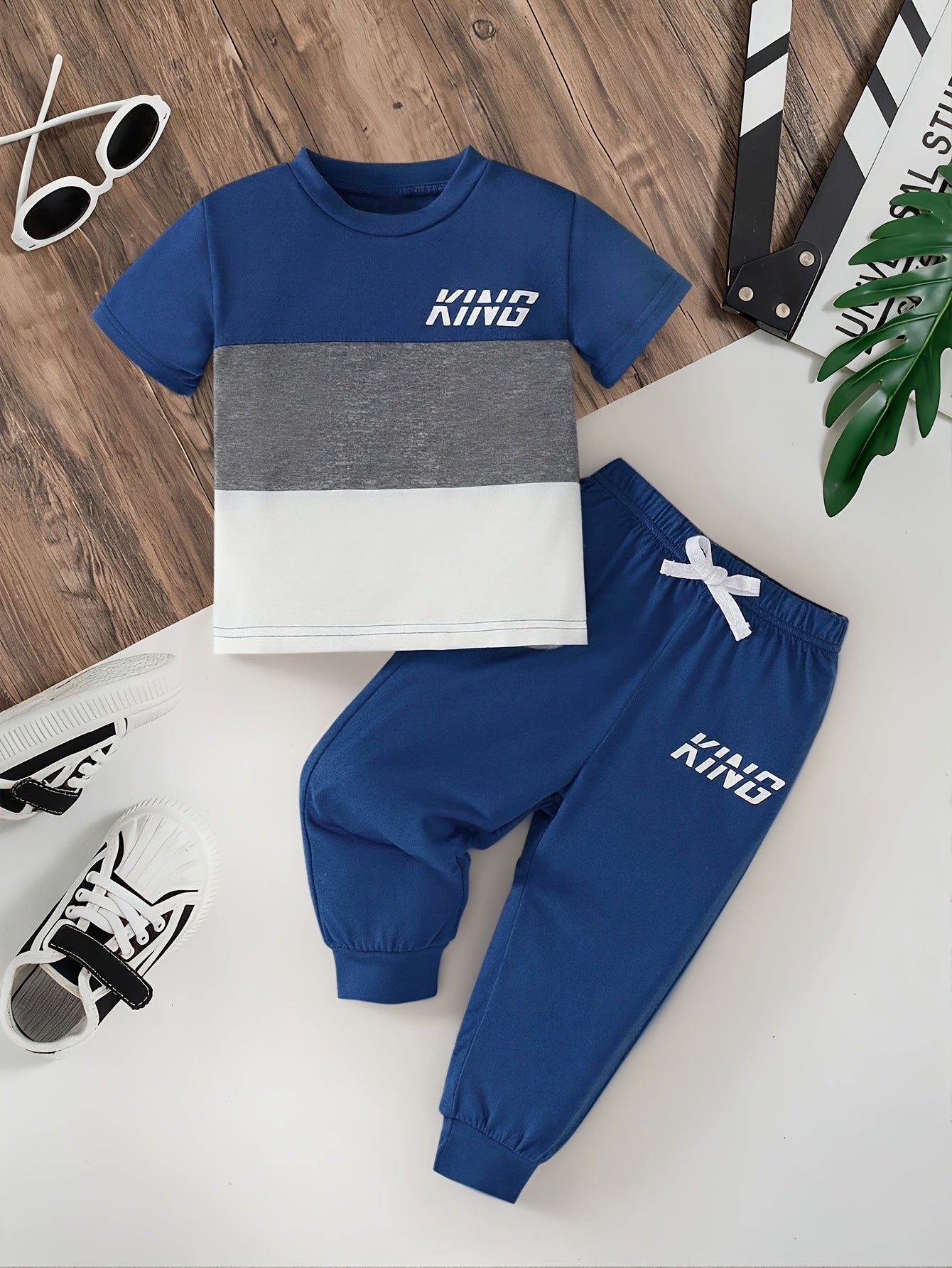 Boys' Casual 2-Piece Pants & T-Shirt Set, Spring Summer