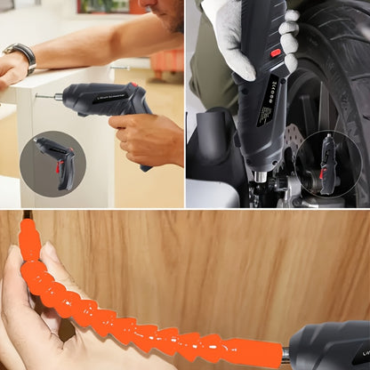 Portable Cordless Screwdriver Set, Featuring a Screw Gun And Mini Screwdriver, Designed for Electric Drill Kits. It Has an Adjustable Design, Durable Battery Life, High Torque, And Includes Various Accessories for Both Lovers