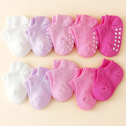 10 Pairs of Solid Color Spring And Summer Non-Slip Gel Boat Socks