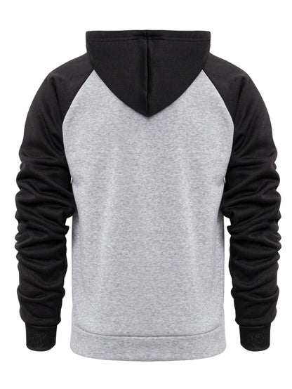 Տղամարդու գունավոր բլոկներով գլխարկով բաճկոն սպորտի և բացօթյա սպորտի համար, նորաձև հանգստի համար