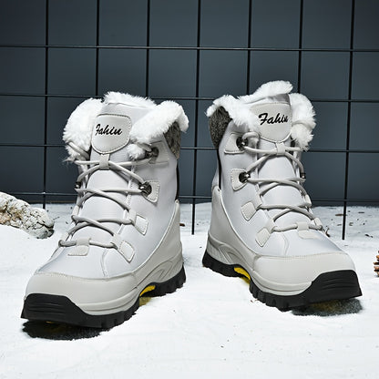 Men's & Women's Winter Snow Boots with Plush Lining & Slip-Resistant Rubber Sole - High-Ankle Lace-Up PU Shell, Insulated Cold-Weather Traction for Hiking, Hunting, Outdoor Activities - Unisex Heavy-Duty Round-Toe Boots for M