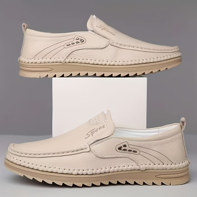Handcrafted Men's Casual Cowhide Shoes with Soft PU Soles