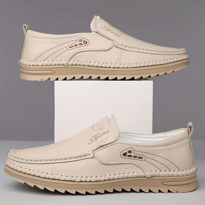 Handcrafted Men's Casual Cowhide Shoes with Soft PU Soles