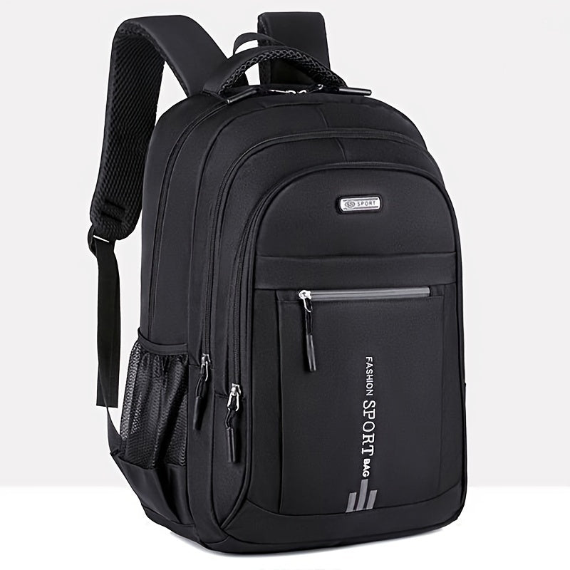 Large Capacity Waterproof Travel Backpack for Men - Durable Nylon, Adjustable Straps, Multi-Compartment Business and School Bag, Black, Backpack for Travel