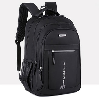 Large Capacity Waterproof Travel Backpack for Men - Durable Nylon, Adjustable Straps, Multi-Compartment Business and School Bag, Black, Backpack for Travel