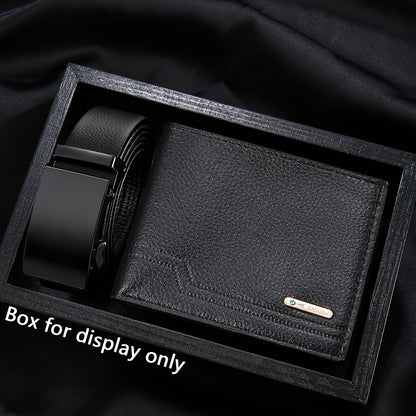2pcs Men's Wallet and Belt Set, Designed for Men's Daily Use, Fashionable Casual Business Sports Elegant Men's Wallet, Essential for Trendy Men, Ideal for Holiday Gifting, No Gift Box