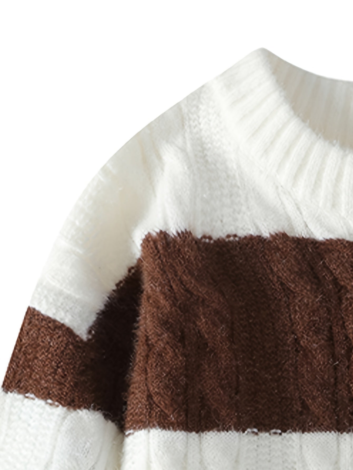 Նոր աշնանային և ձմեռային կլոր վզնոցով նորաձև գծավոր, գունավոր բլոկներով տրիկոտաժե սվիտեր միջին տարիքի տղամարդկանց համար, տաք և հարմարավետ