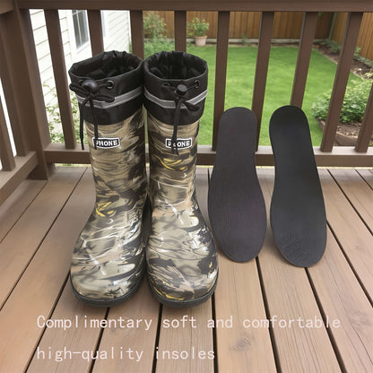 Men's Waterproof Camouflage PVC Rain Boots for Outdoor Work