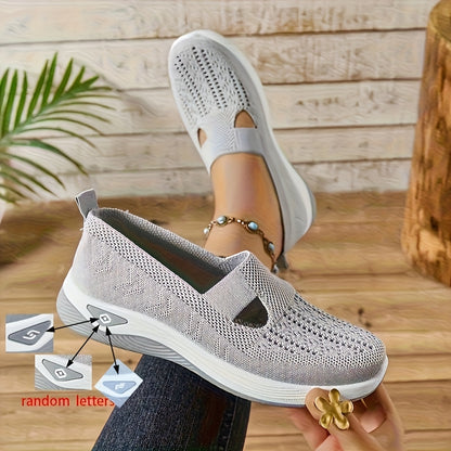 Women'S Breathable Mesh Slip-On Sneakers - Comfortable Low-Top Casual Shoes with Soft Rubber Sole, Black & White Design, All-Season Wear, Casual Footwear | Breathable Mesh Shoes | Durable Rubber Sole