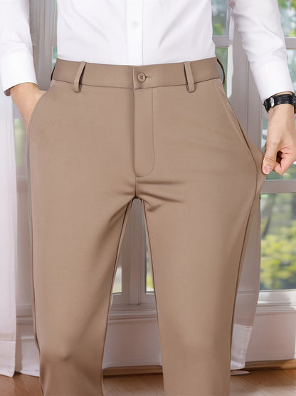 Versatile Men's Straight-Leg Pants - Casual & Business Formal, Stretch Fabric, Perfect for Any Occasion